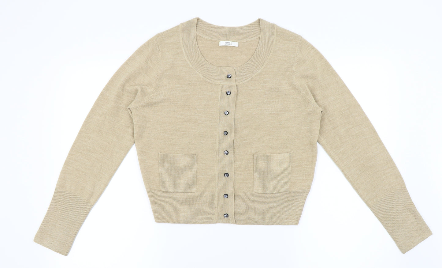 M&S Womens Beige   Cardigan Jumper Size 12