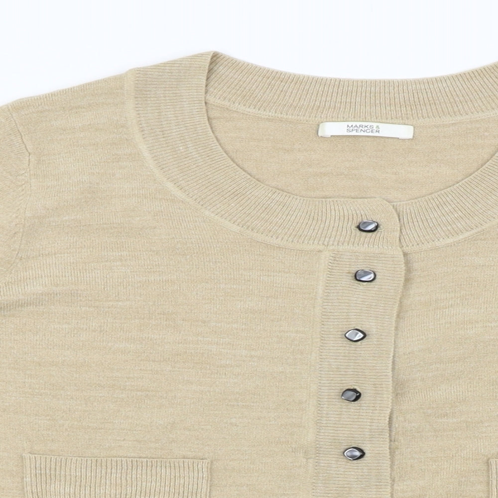 M&S Womens Beige   Cardigan Jumper Size 12