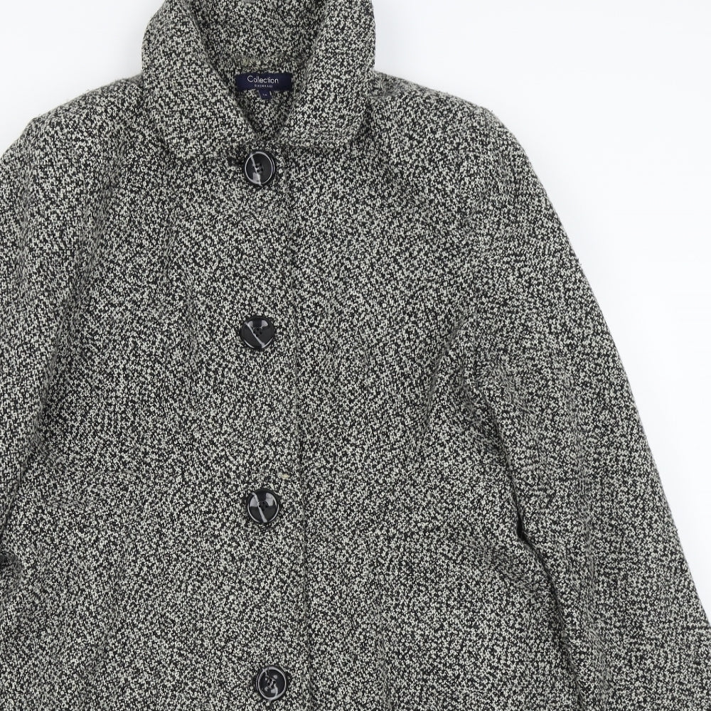 Debenhams Womens Grey Houndstooth  Overcoat Coat Size 18