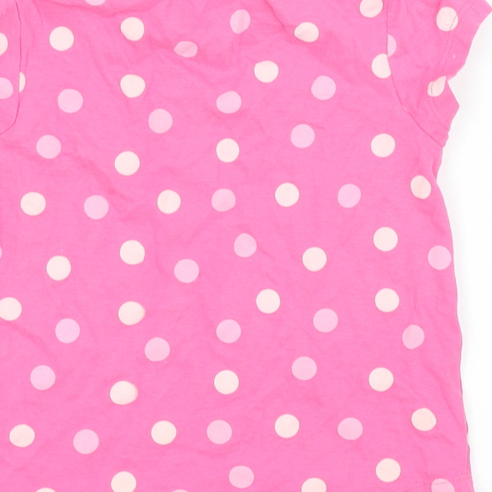 Asda George Girls Pink Polka Dot  Basic T-Shirt Size 5-6 Years