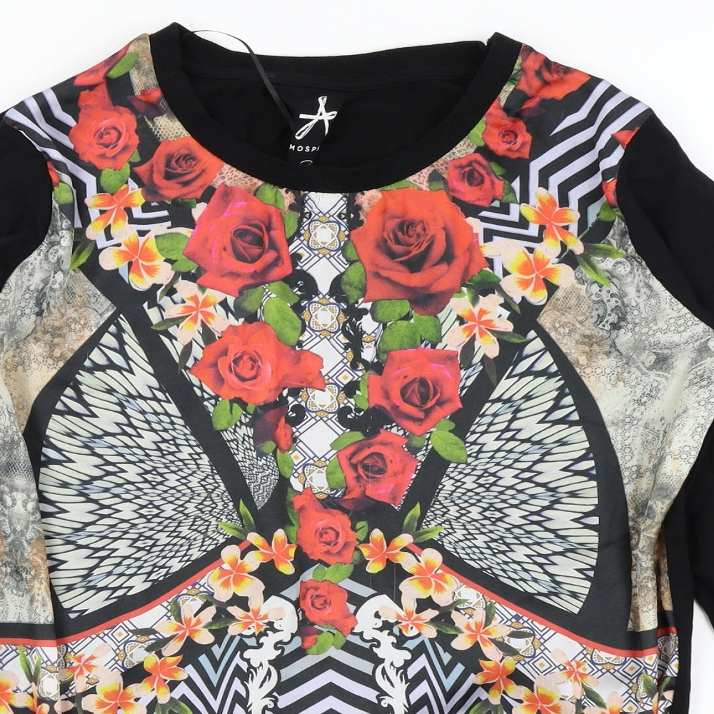 Primark Womens Black Floral  Pullover Jumper Size 12