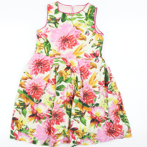 Party Girls White Floral  Fit & Flare  Size 10 Years