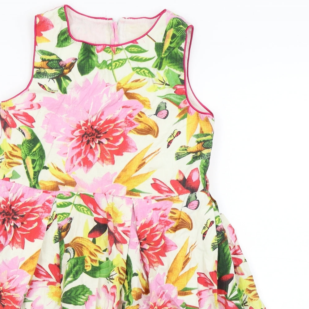 Party Girls White Floral  Fit & Flare  Size 10 Years