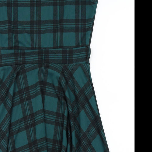 Vivi London Womens Green Check  Fit & Flare  Size S
