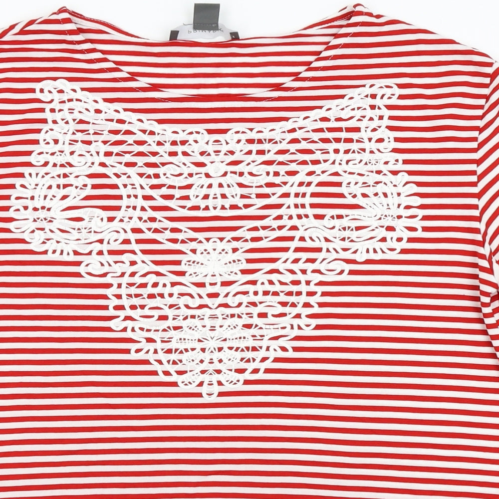 Primark Womens Red Striped  Basic T-Shirt Size 12