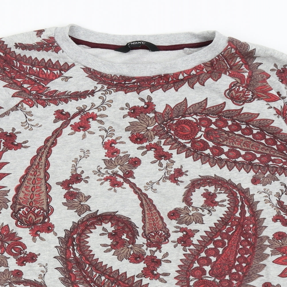 NEXT Mens Grey Floral  Pullover Jumper Size S