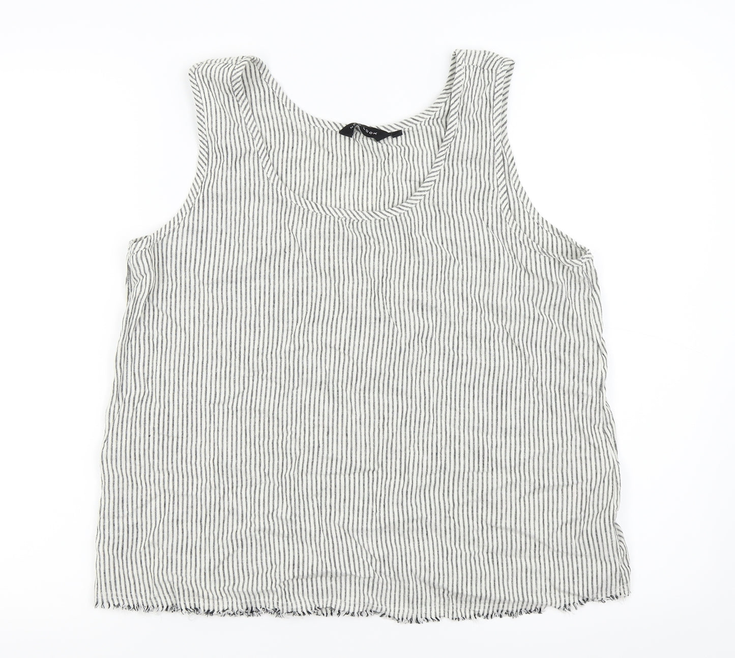 New Look Womens White Striped  Camisole Tank Size 12