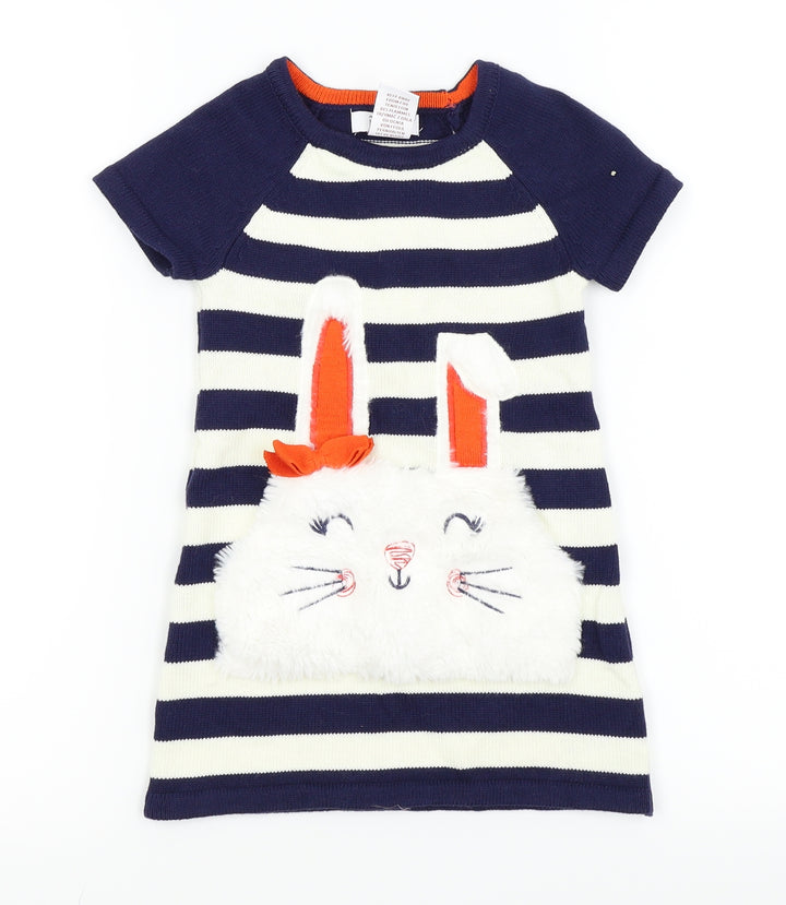Miss Mona mouse Boys Blue Striped  Fit & Flare  Size 18-24 Months