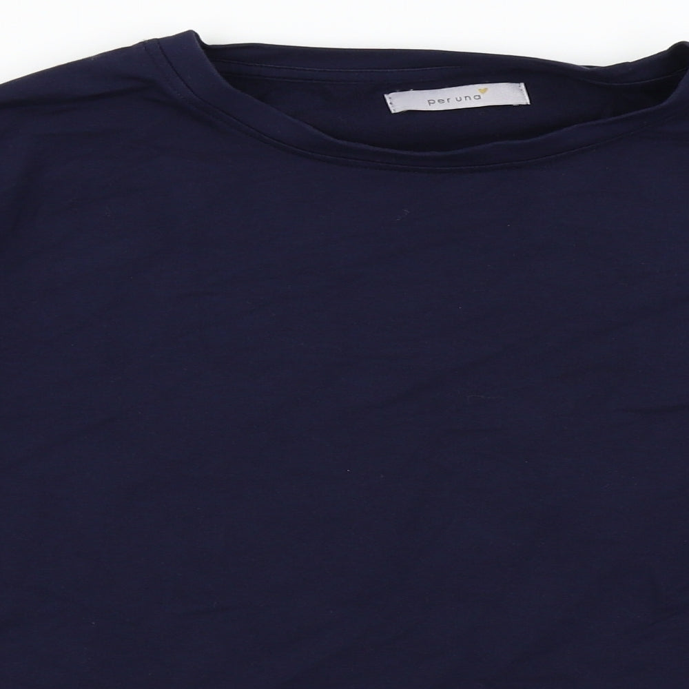 M&S Womens Blue Houndstooth  Pullover Jumper Size 14