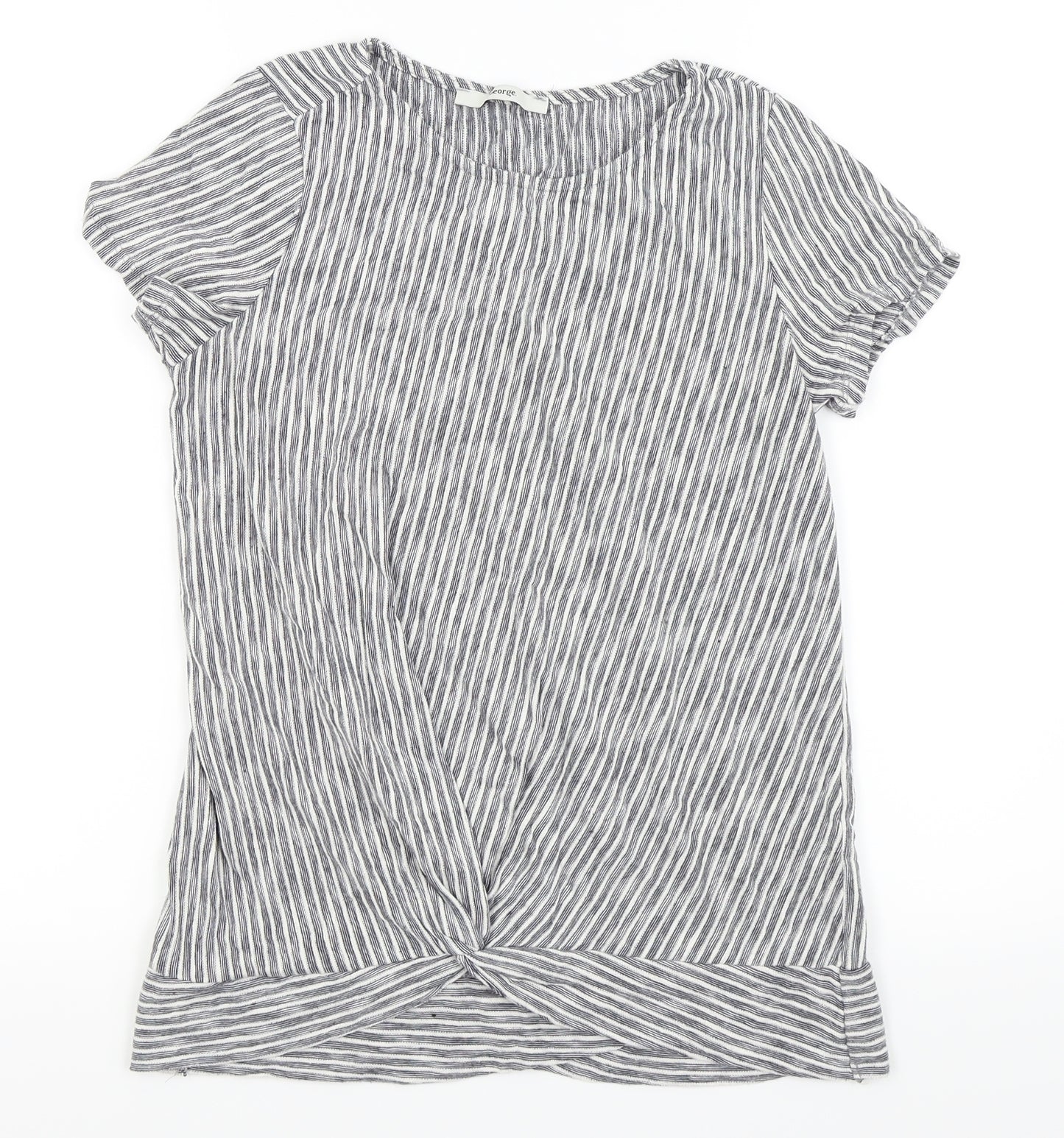Asda George Womens White Striped  Basic T-Shirt Size 8