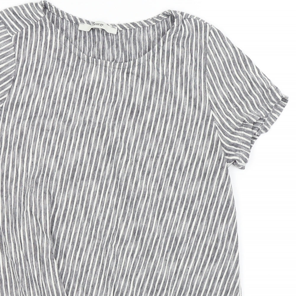 Asda George Womens White Striped  Basic T-Shirt Size 8