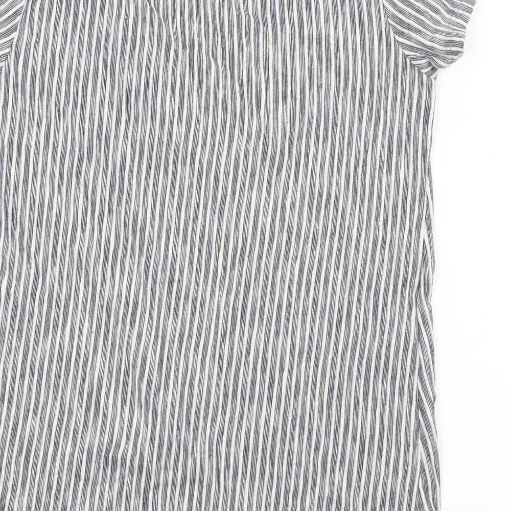 Asda George Womens White Striped  Basic T-Shirt Size 8