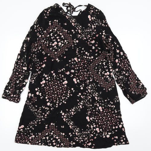 Asda George Womens Black Floral  Fit & Flare  Size 14