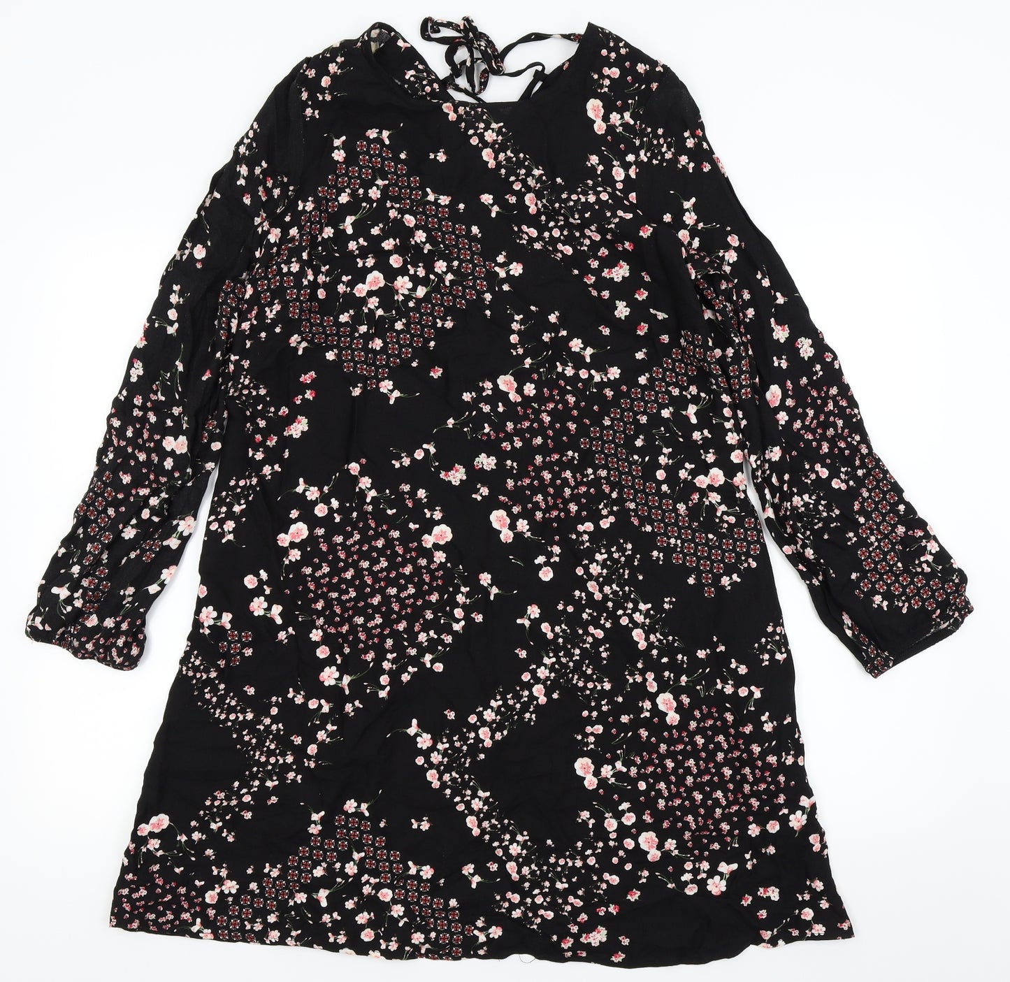 Asda George Womens Black Floral  Fit & Flare  Size 14