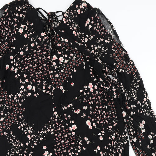 Asda George Womens Black Floral  Fit & Flare  Size 14