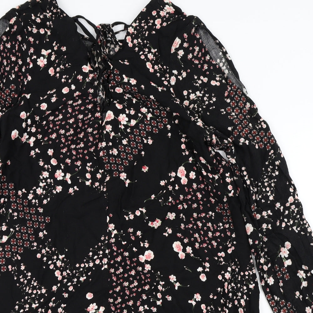 Asda George Womens Black Floral  Fit & Flare  Size 14