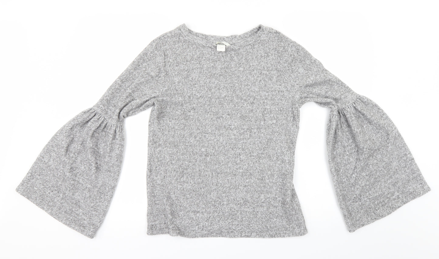 H&M Womens Grey   Pullover Jumper Size S  - Flare sleeve