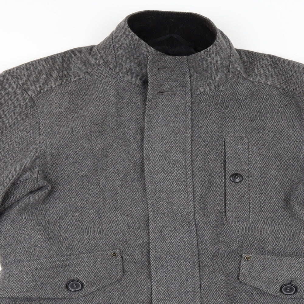 Cedar Wood State Mens Grey Check  Overcoat Coat Size S