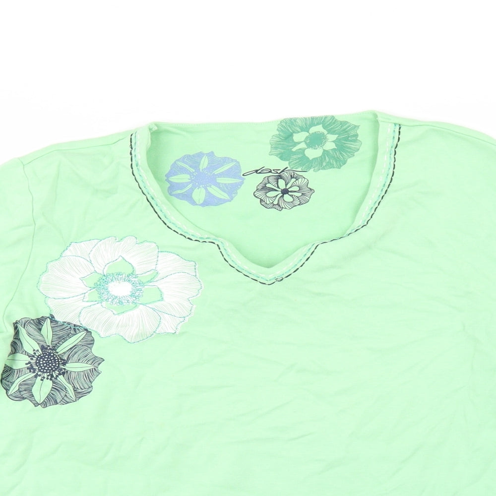 DASH Womens Grey Floral  Basic T-Shirt Size 18