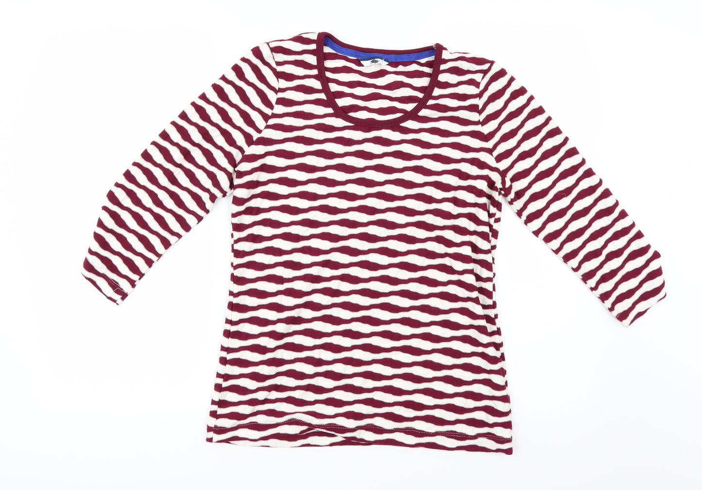 DASH Womens Red Striped  Basic T-Shirt Size 10