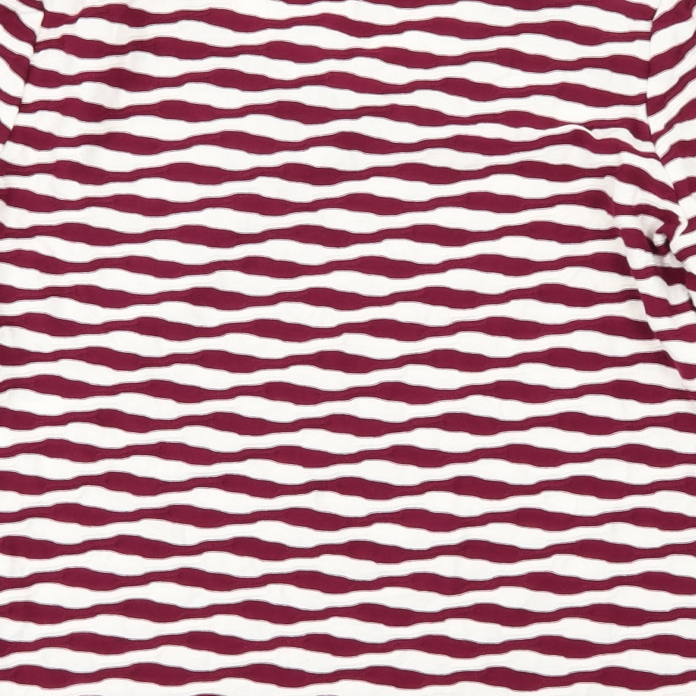 DASH Womens Red Striped  Basic T-Shirt Size 10