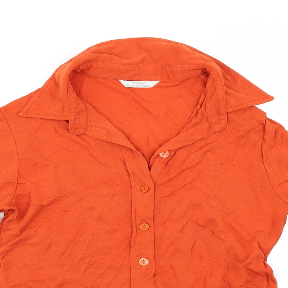 Marks and Spencer Womens Orange   Basic Button-Up Size 14
