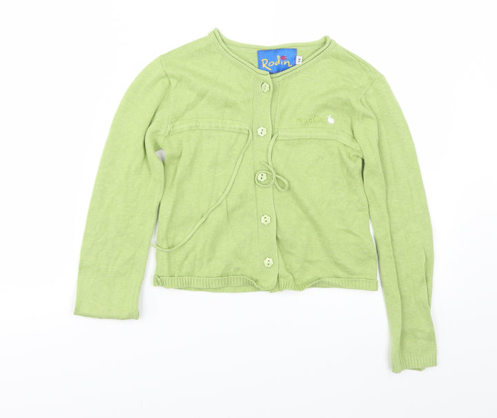 rodin Girls Green Cardigan Jumper Size 6 Years