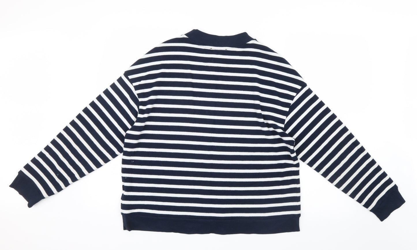 Marks and Spencer Womens Blue Striped Knit Pullover Jumper Size 14