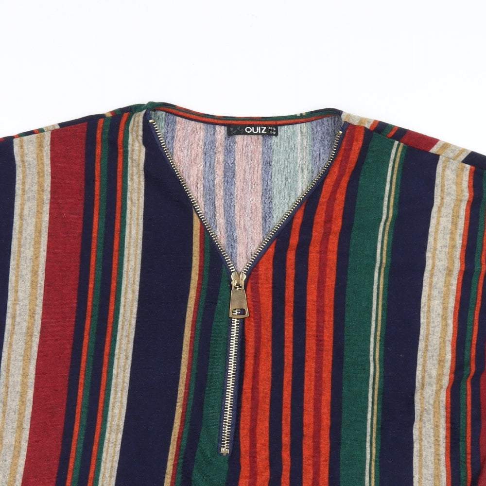 Quiz Womens Orange Striped  Basic T-Shirt Size 12