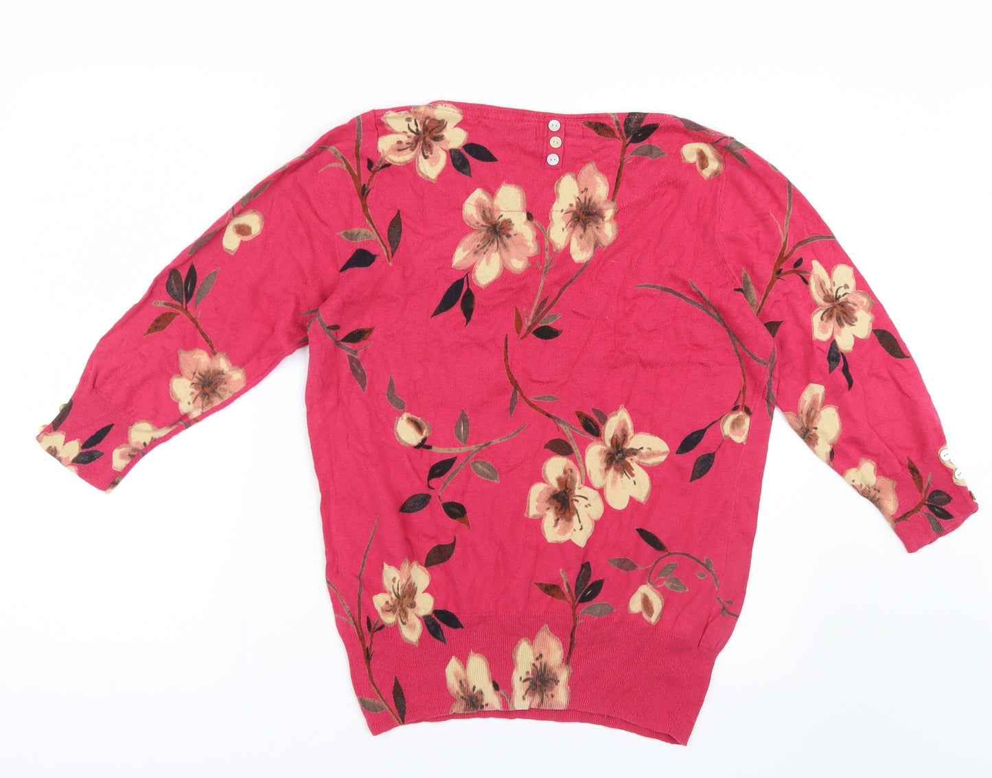 NEXT Womens Pink Floral Knit Pullover Jumper Size 16