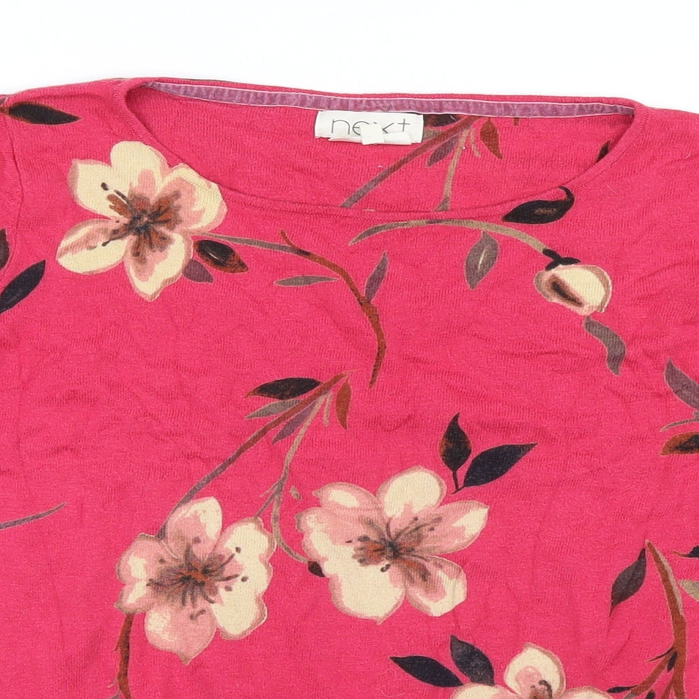NEXT Womens Pink Floral Knit Pullover Jumper Size 16