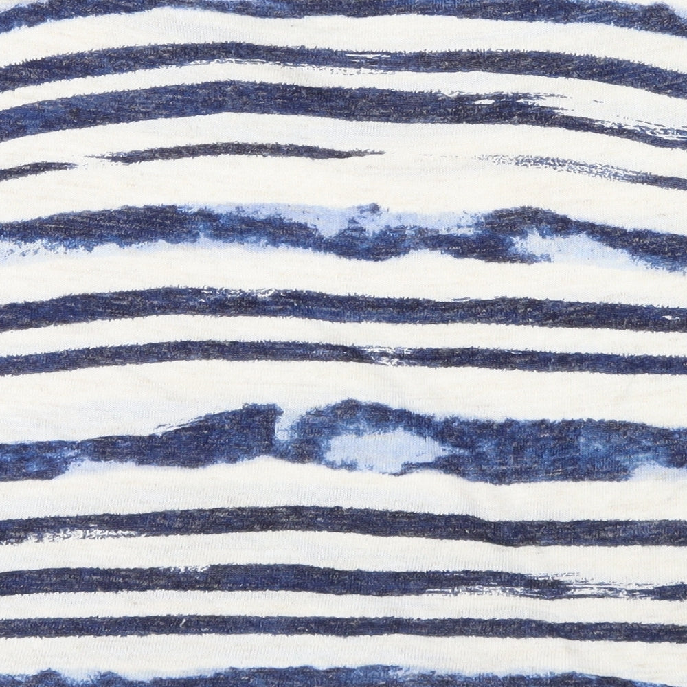 Monsoon Womens Blue Striped  Basic T-Shirt Size S