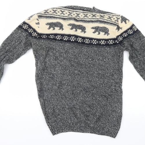 Easy Mens Grey  Knit Pullover Jumper Size S  - Christmas