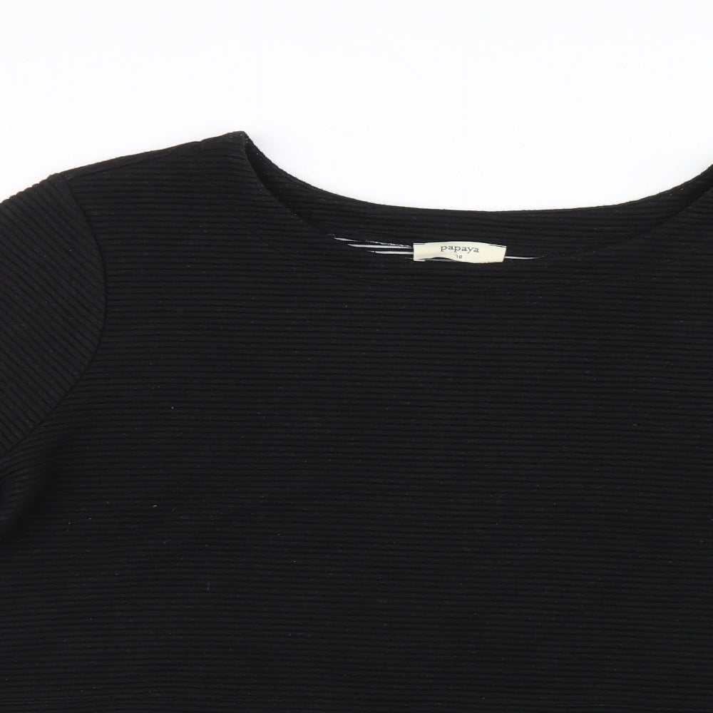 Papaya Womens Black Geometric Knit Pullover Jumper Size 18