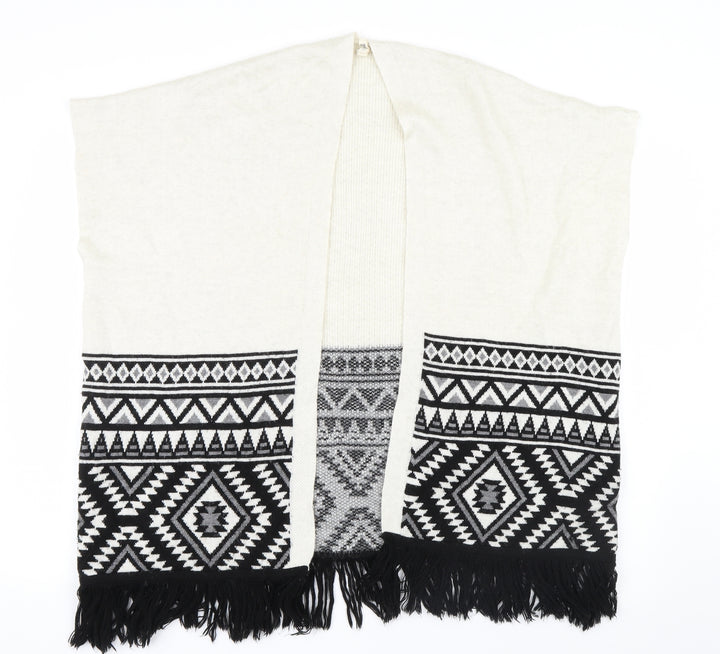 Primark Girls White Geometric Knit Cardigan Jumper Size 9-10 Years