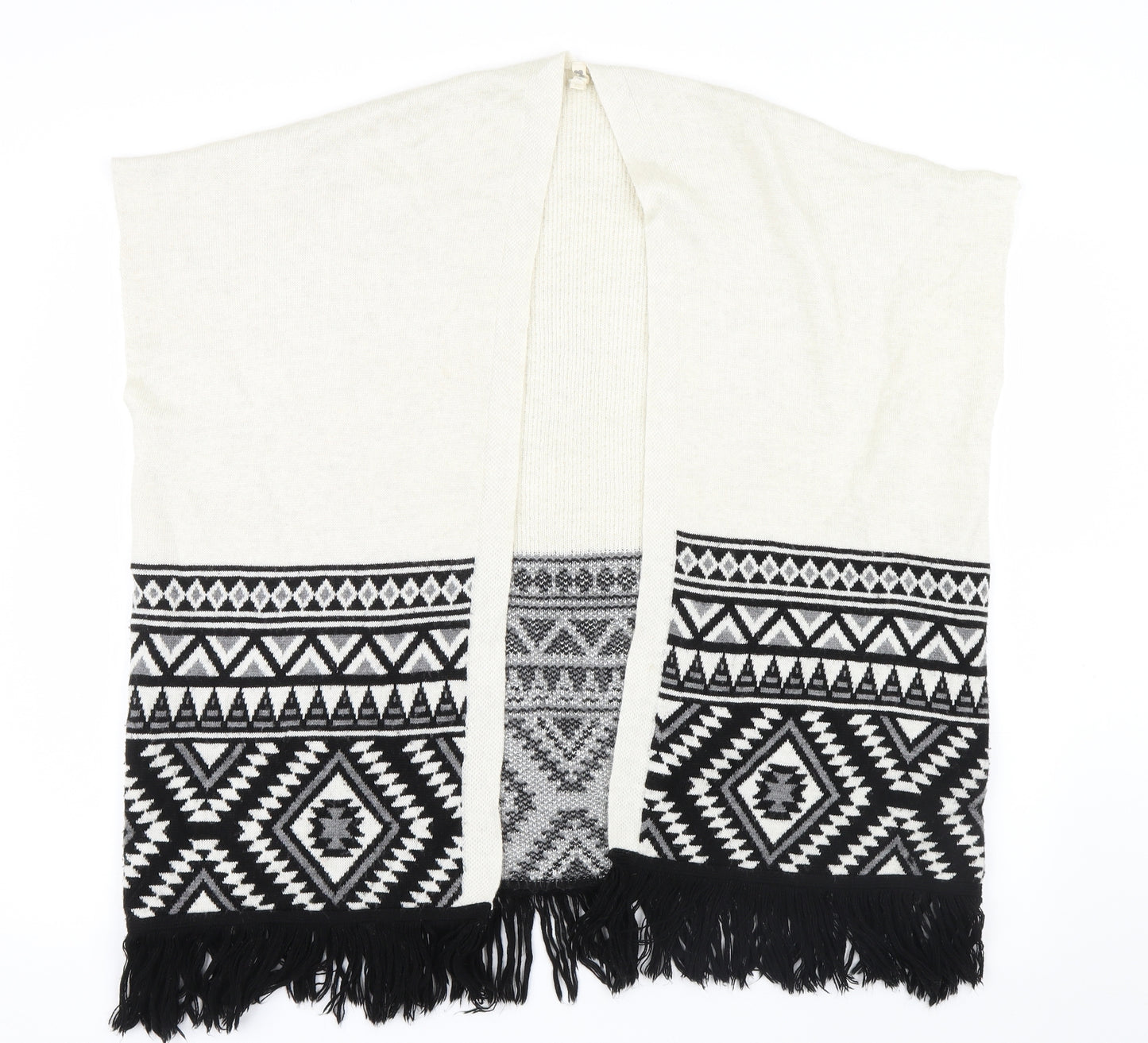 Primark Girls White Geometric Knit Cardigan Jumper Size 9-10 Years
