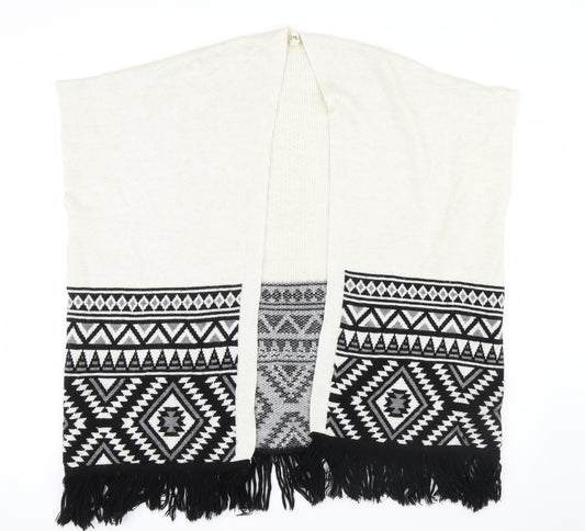 Primark Girls White Geometric Knit Cardigan Jumper Size 9-10 Years