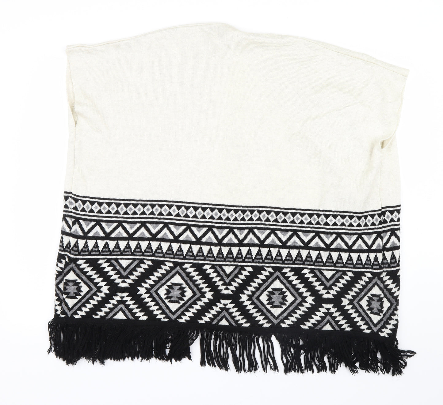Primark Girls White Geometric Knit Cardigan Jumper Size 9-10 Years
