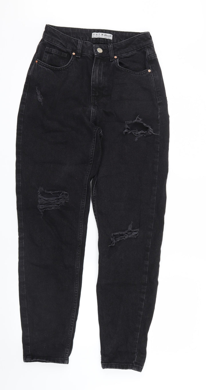 Denim Co. Womens Black Denim Straight Jeans Size 6 L28 in