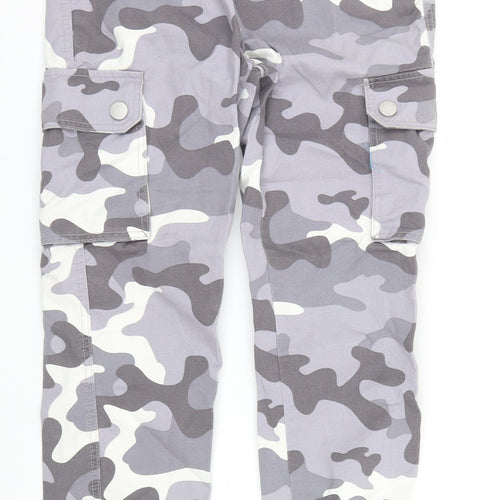 New Look Womens Grey Camouflage Denim Straight Jeans Size 6 L28 in
