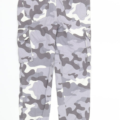 New Look Womens Grey Camouflage Denim Straight Jeans Size 6 L28 in