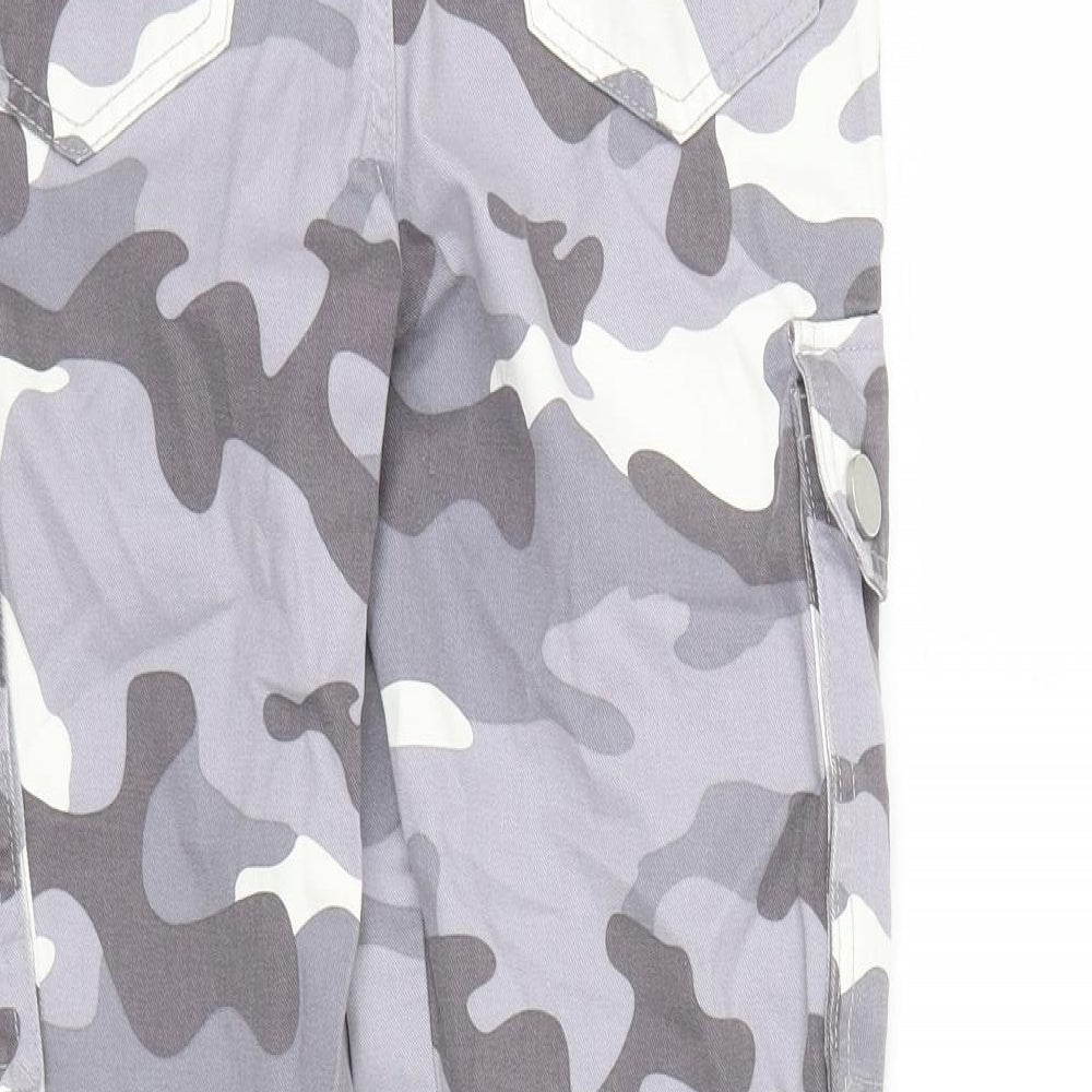 New Look Womens Grey Camouflage Denim Straight Jeans Size 6 L28 in