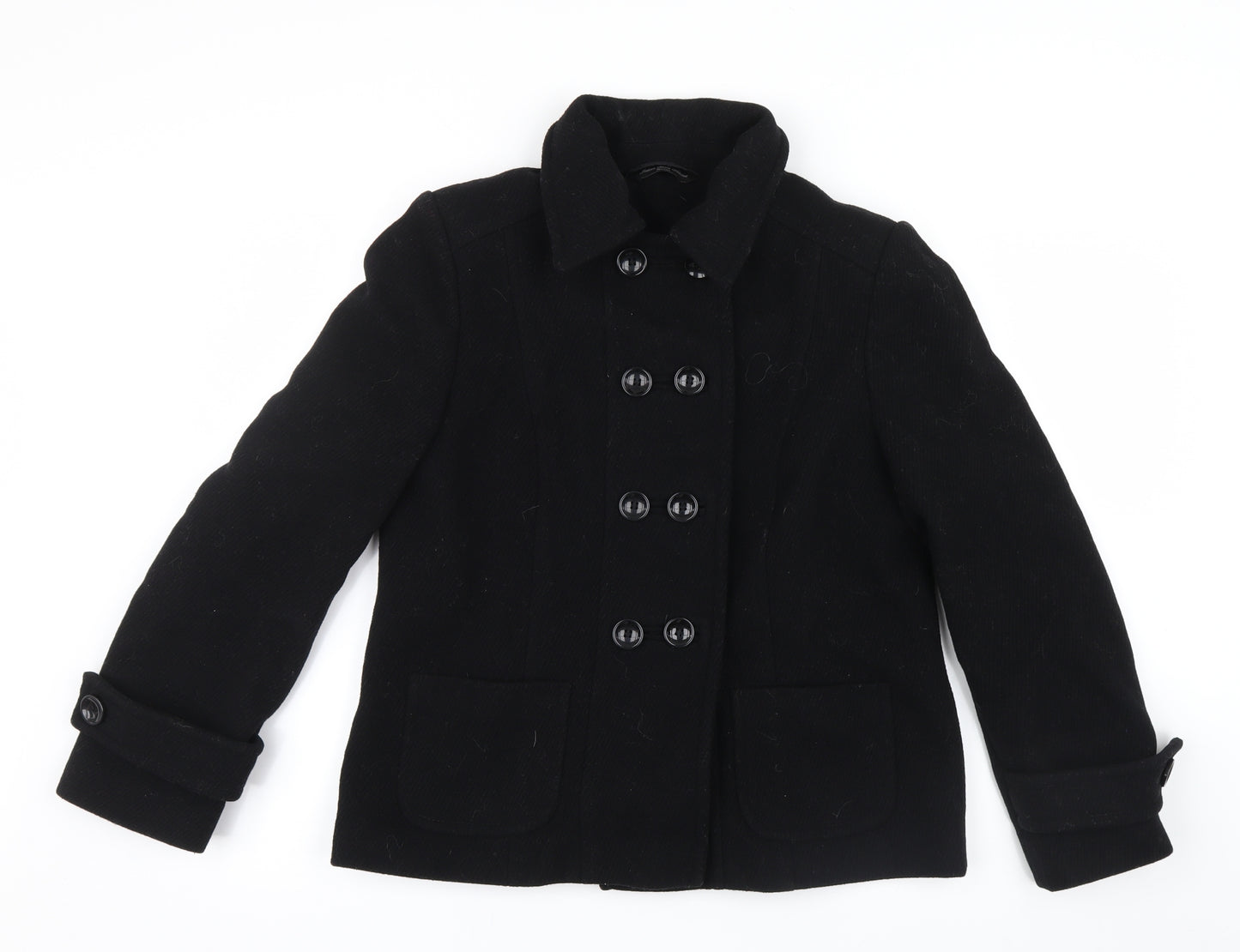 BHS Womens Black   Pea Coat Jacket Size 12