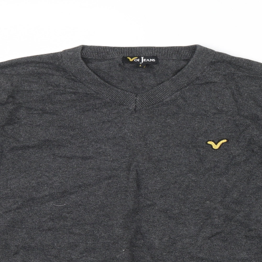 Voi Jeans Mens Grey  Knit Pullover Jumper Size L