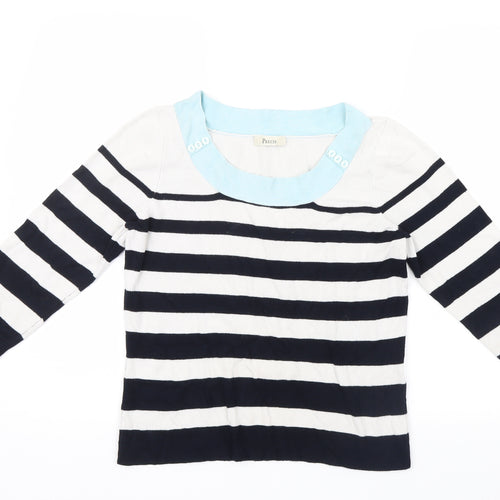 Precis Womens White Striped Knit Pullover Jumper Size M
