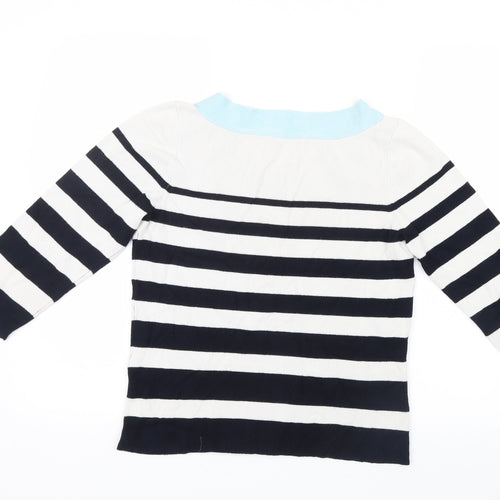 Precis Womens White Striped Knit Pullover Jumper Size M