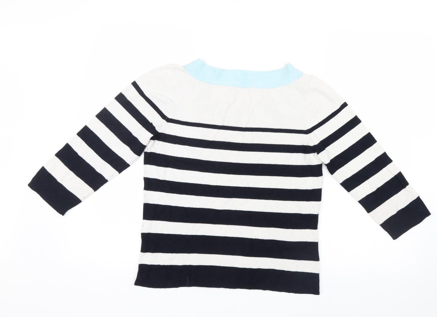 Precis Womens White Striped Knit Pullover Jumper Size M
