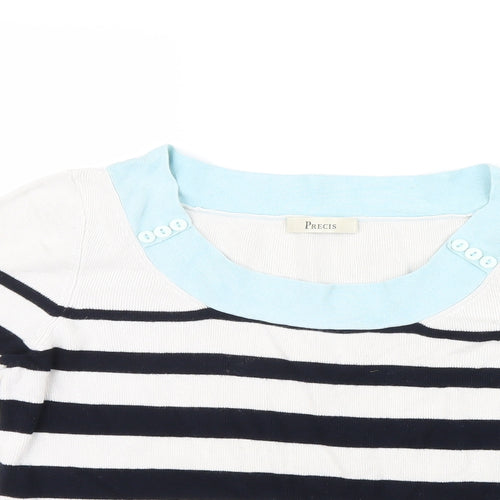 Precis Womens White Striped Knit Pullover Jumper Size M
