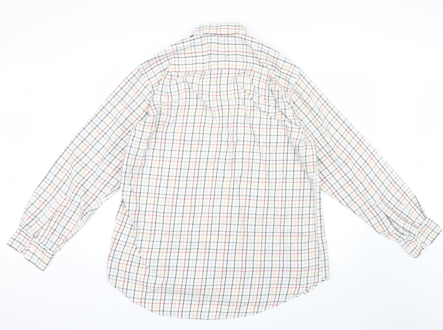 John M. Cotton Mens Green Check   Button-Up Size 17