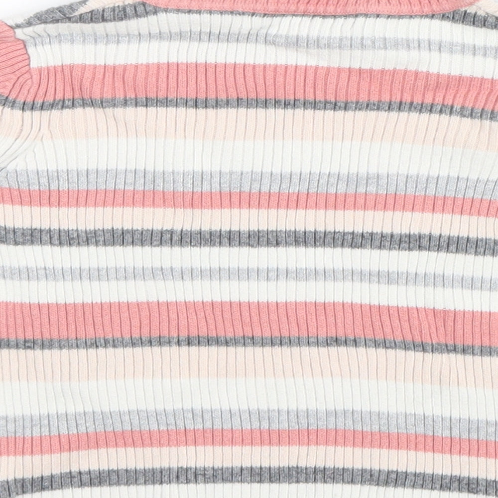 George Girls Pink Striped  Basic T-Shirt Size 3-4 Years
